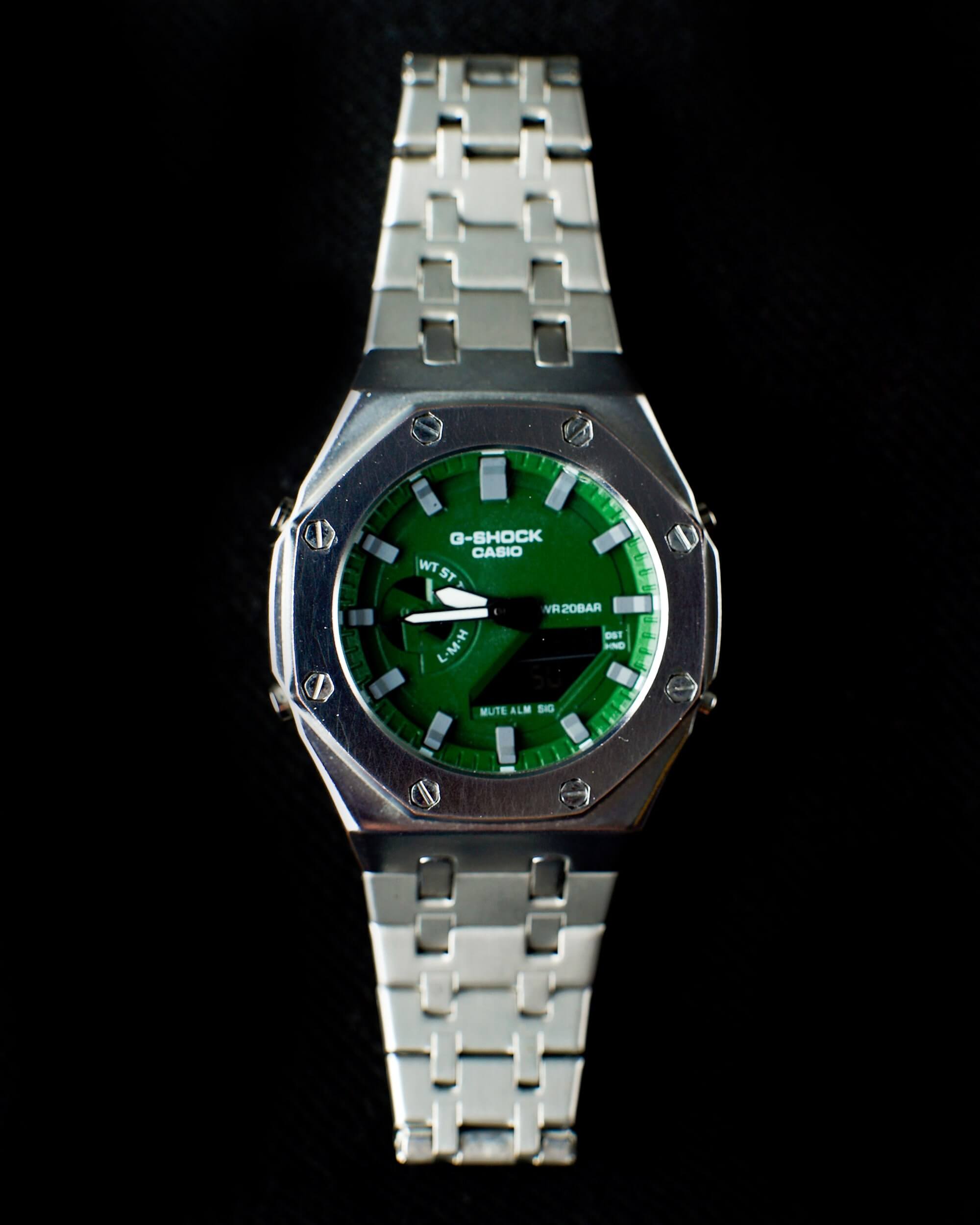 G-SHK Green Dial and Silver chain