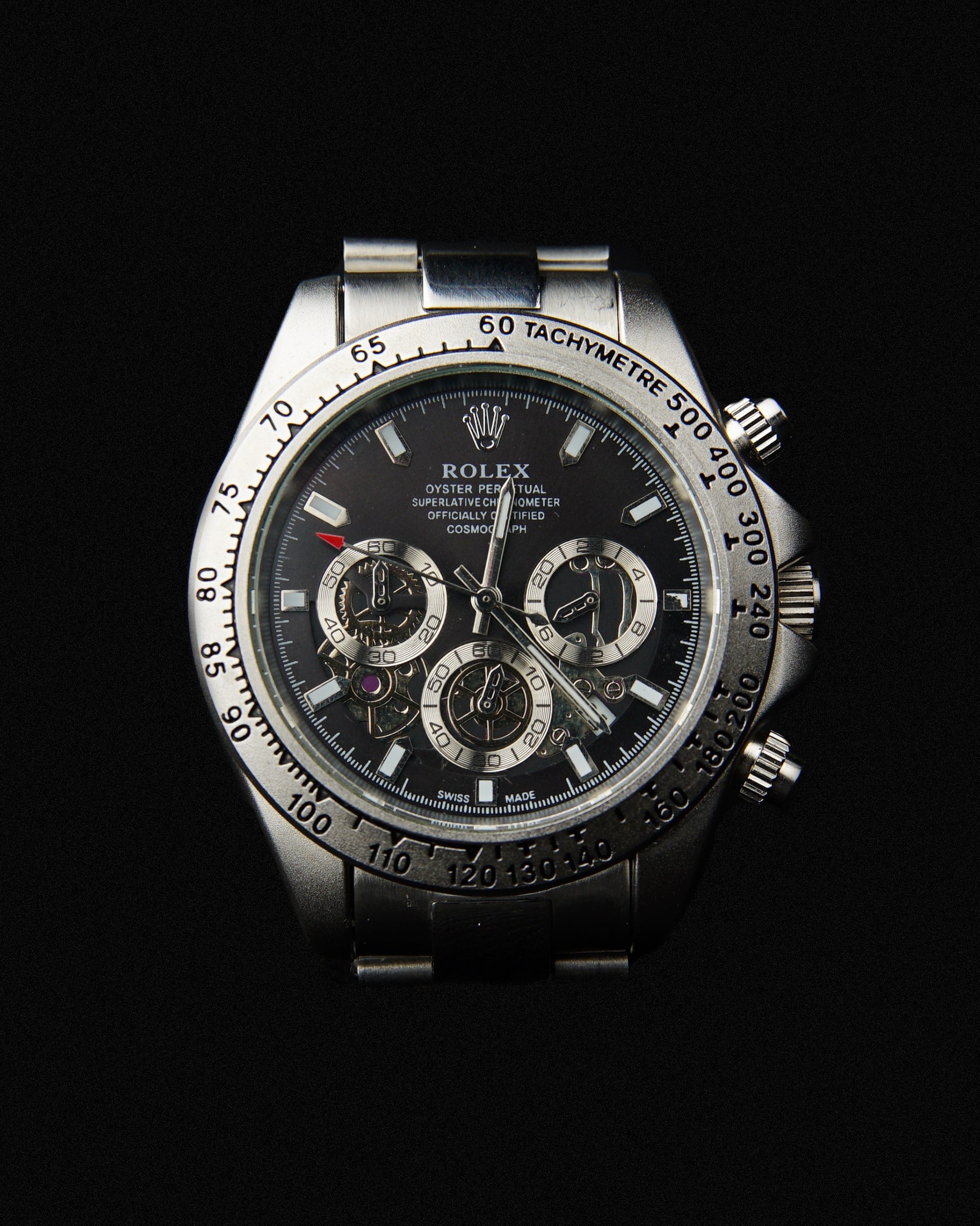 RLX-DAYTONA BLACK SILVER CHAIN