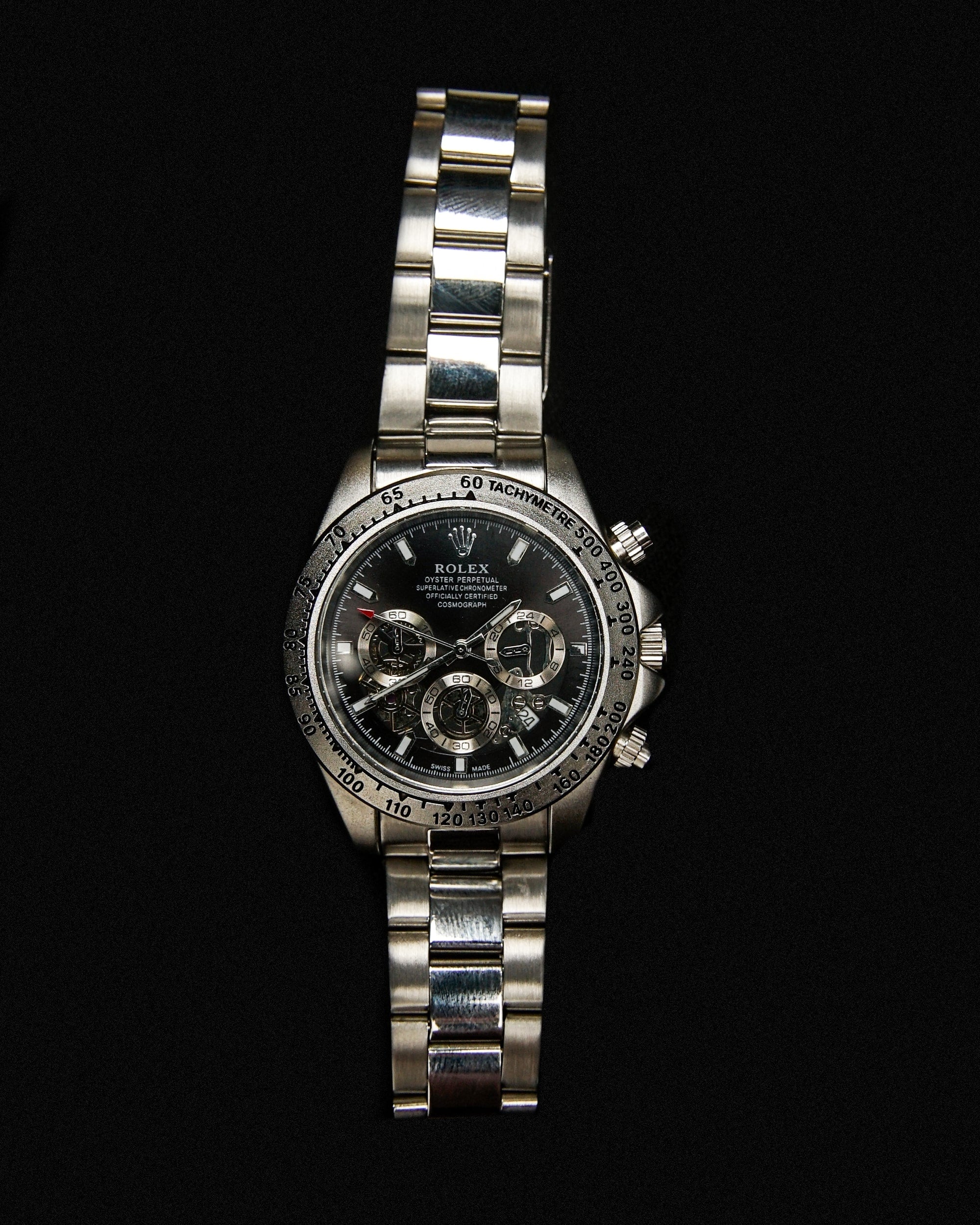 RLX-DAYTONA BLACK SILVER CHAIN