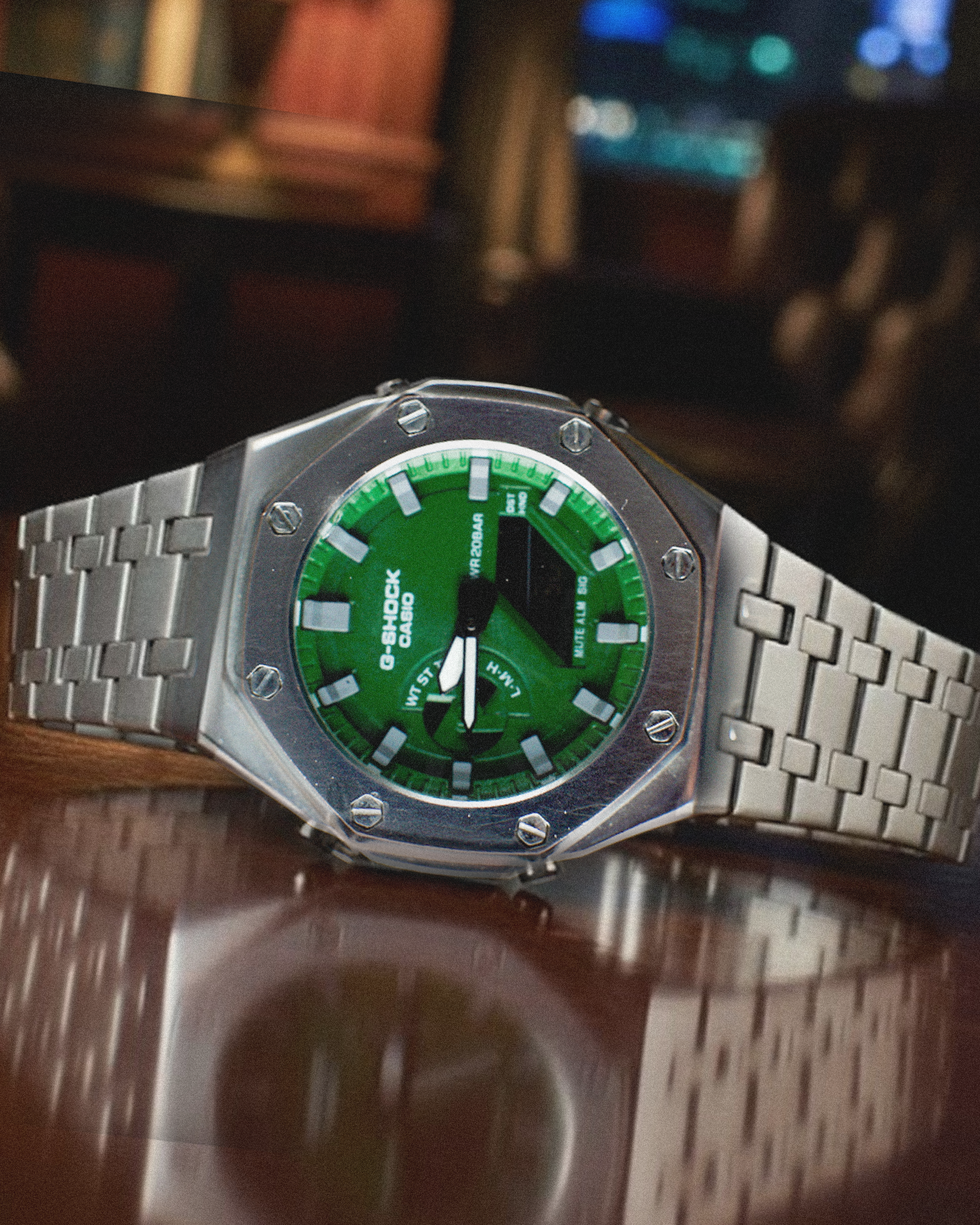 G-SHK Green Dial and Silver chain