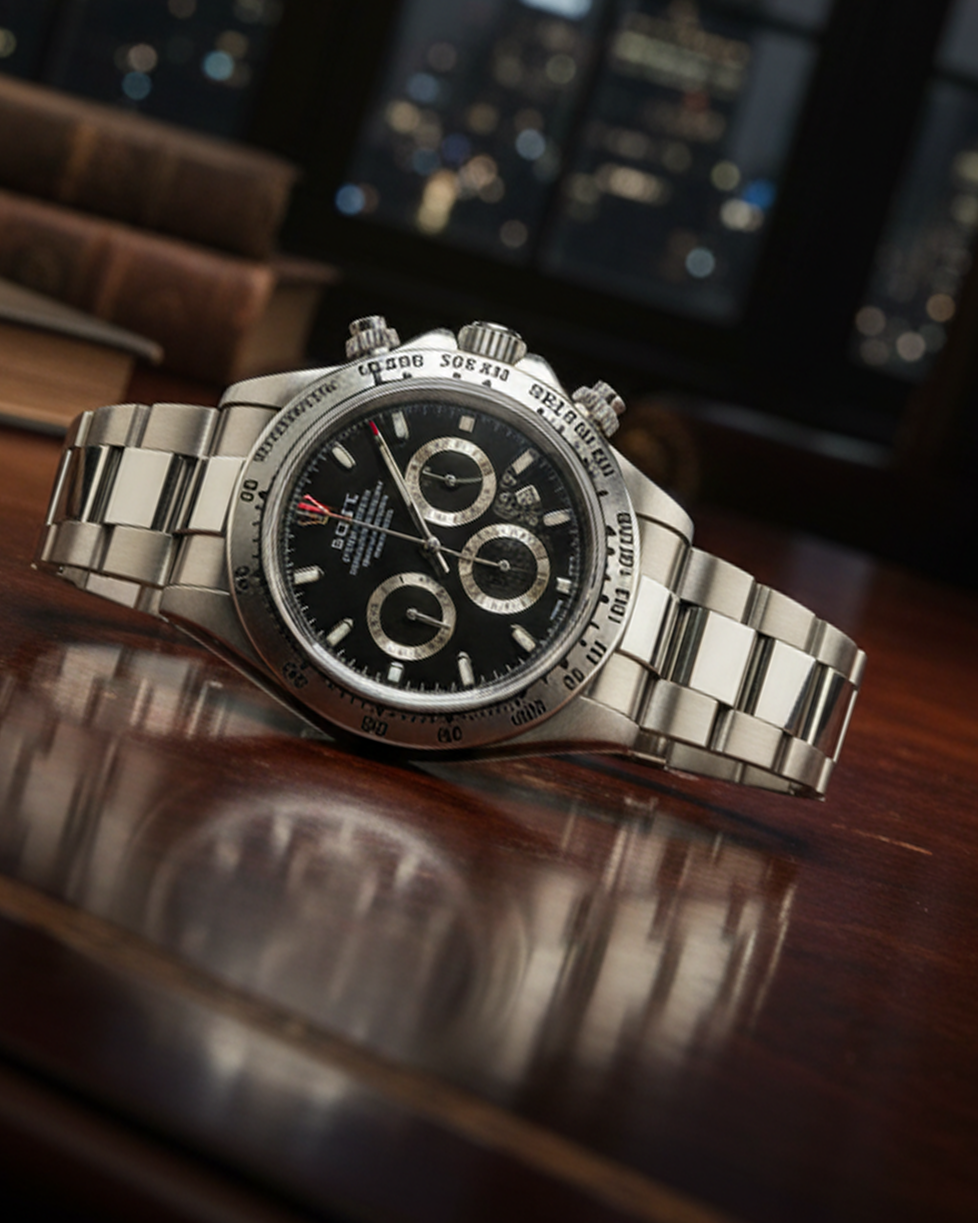 RLX-DAYTONA BLACK SILVER CHAIN