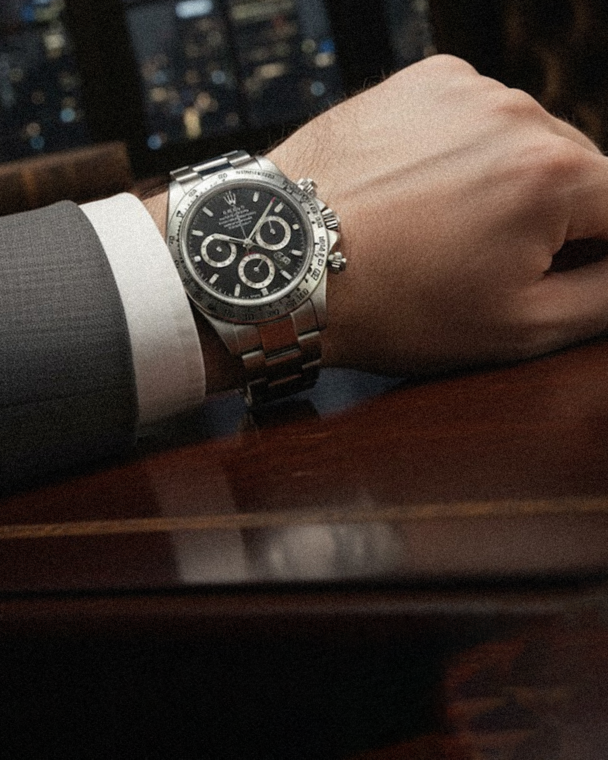 RLX-DAYTONA BLACK SILVER CHAIN